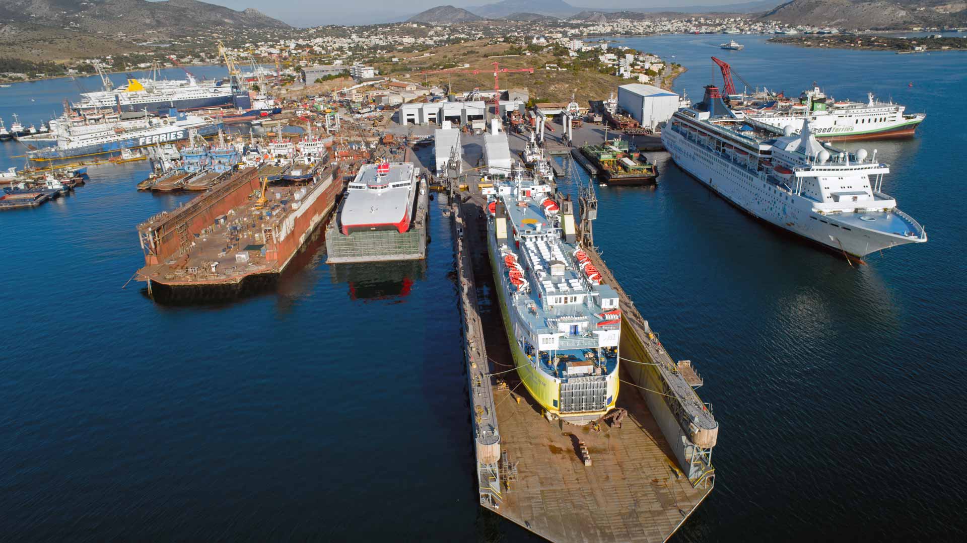 Current photograph of the shipyard facilities of Spanopoulos Group