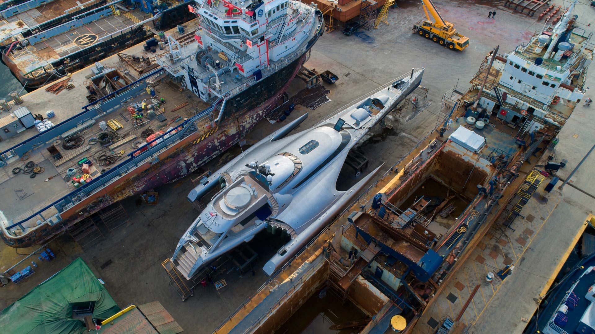 Aerial photo of Shipyard services in Spanopoulos Group shiyard